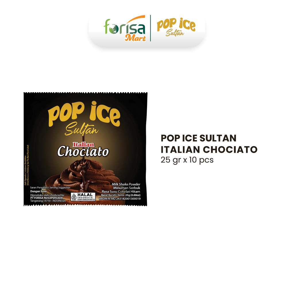 Jual Pop Ice Milk Shake Powder Sultan Rasa Italian Cioccolato 25 gr 10 ...