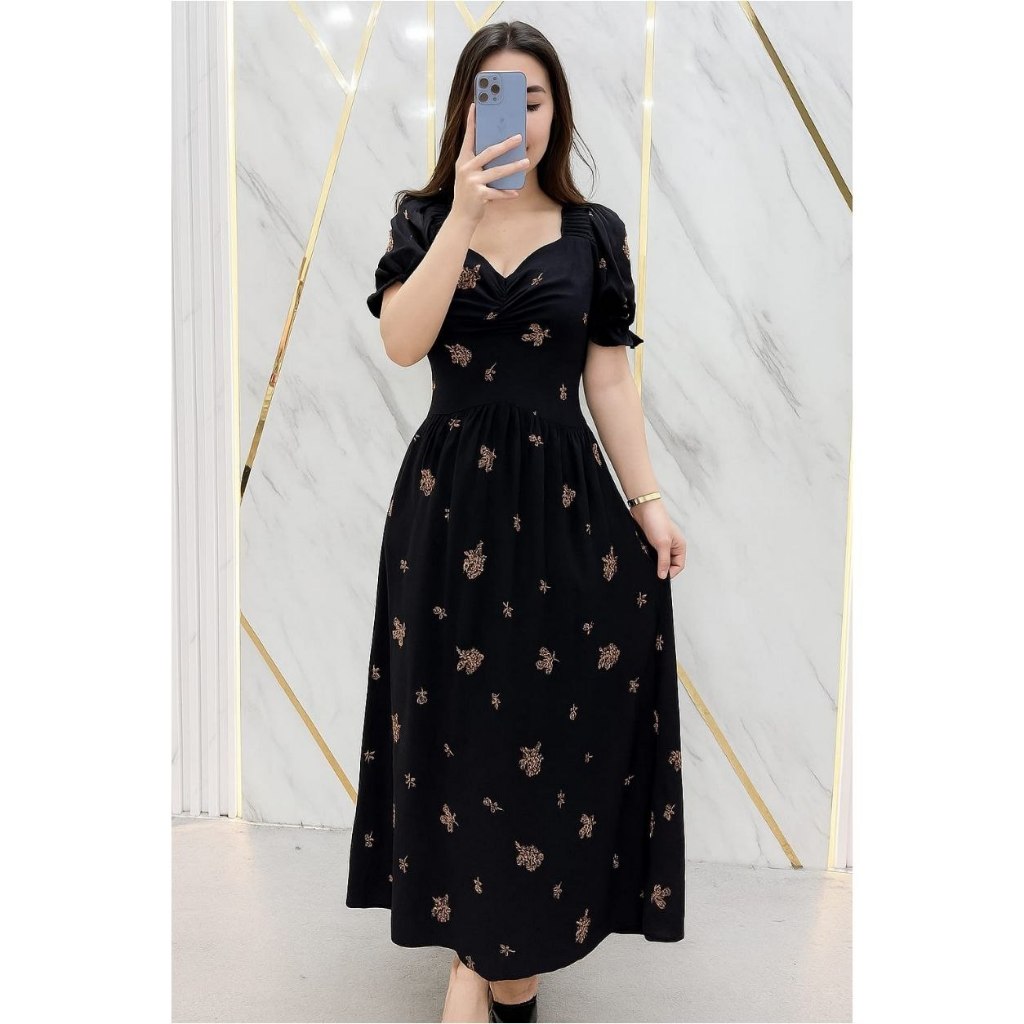 Jual Daster Madam Midi Dress Karet Busui Lengan Pendek Gaun Batik ...