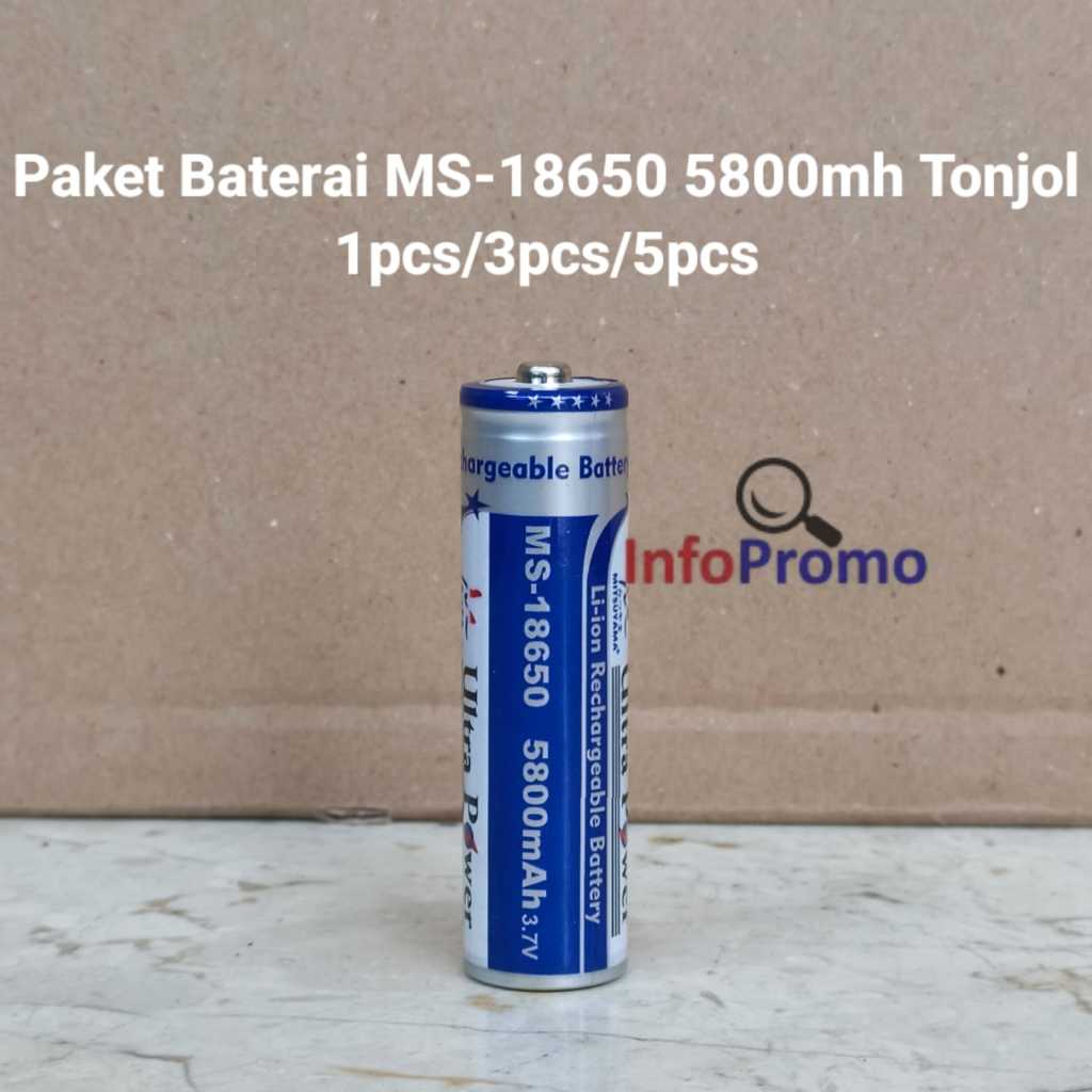 Jual Paket Baterai Cas MS-18650 Ultra Power 5800mAh ( Tonjol ) Isi 1PCS ...