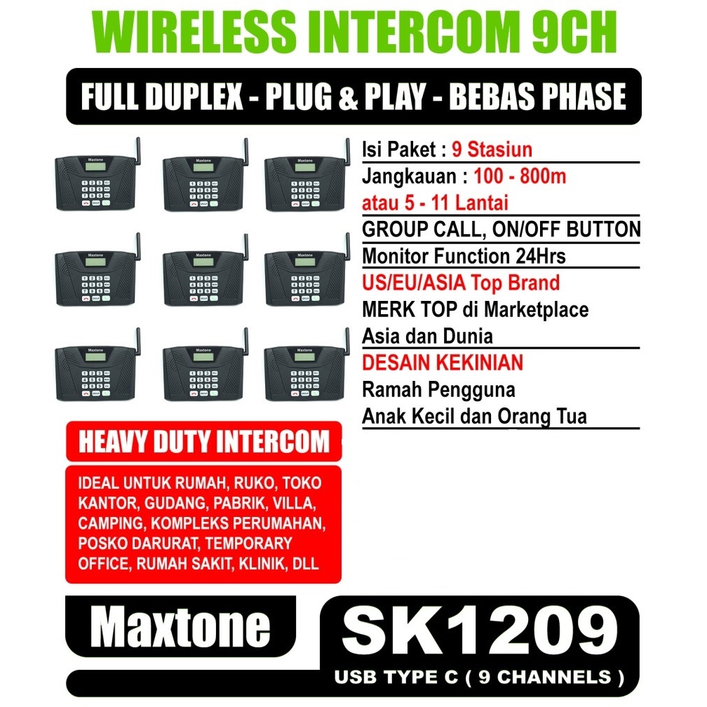 Jual Full duplex intercom wireless 2 way wireless intercom interkom 2 ...