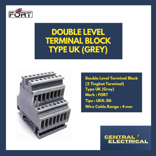 Jual FORT Double Level Terminal Block Type UK (Grey), 4mm merk FORT ...