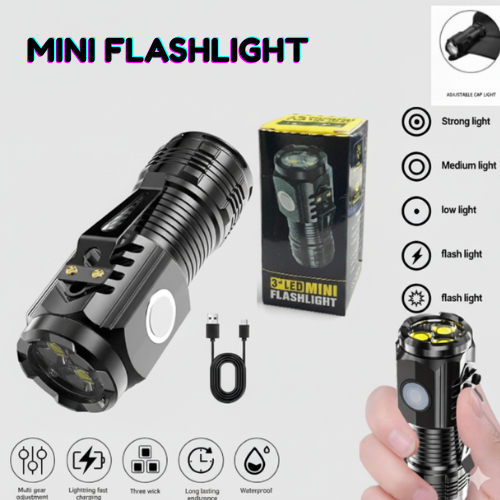 Jual Senter Mini 3 Mata Led Lampu Swat Outdoor 5 Mode Cahaya Senter ...