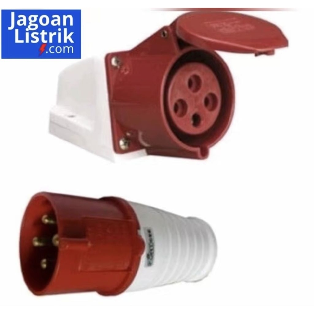 Jual Industrial Surface Mounting Socket & Plug 4 Pole 4 Pin 3 Phase 32A ...