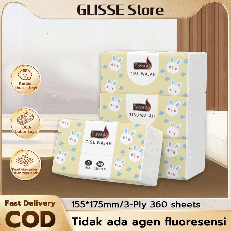 Jual GLISSE Tisu Wajah Lembut/ Tisu Wajah Tebal 3 Lapisan / 360 Lembar