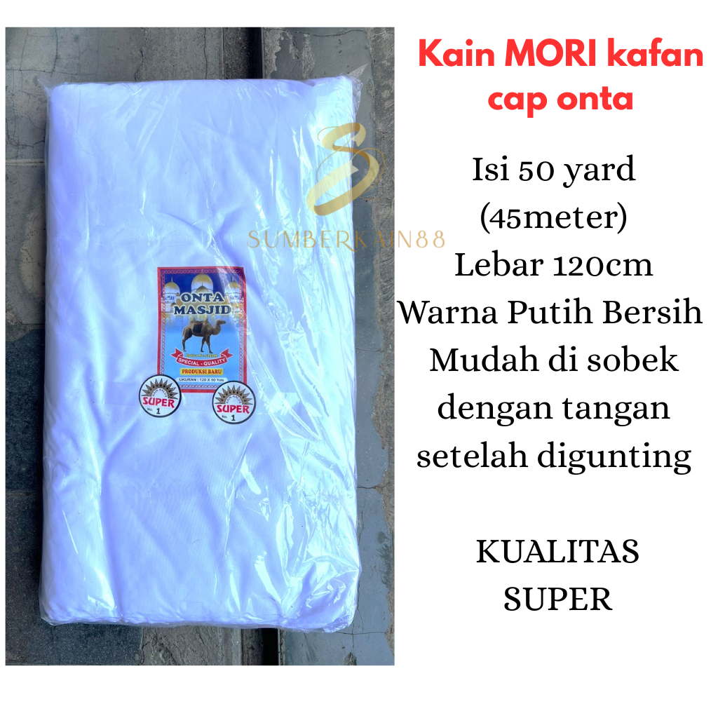 Jual Kain kafan onta masjid mori isi 50yard(45meter), lebar kain 120 cm ...