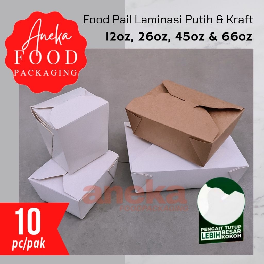 Jual 10pc- Food pail box 12oz, 26oz, 45oz & 66oz rice bowl/noodle box ...