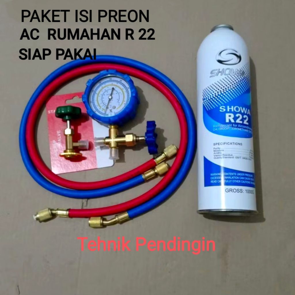 Jual PAKET ISI PREON R22 AC MANIFOLD SINGGEL 500 PSI + SHOWA R22 1 KG ...