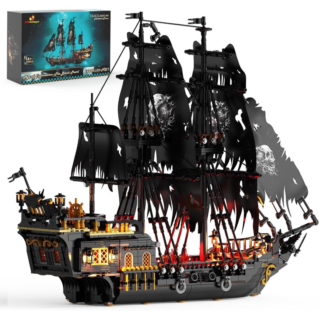 Jual JMBricklayer Pirate Ship Building Toys with Lights, Pearl Pirate ...