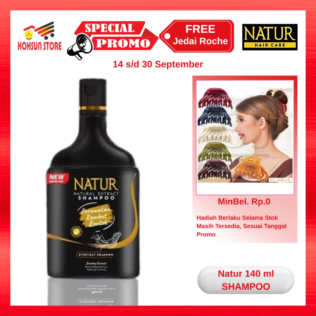 Jual NATUR Hair Care Natural Extract Shampoo Gingseng 140 ml - Anti ...