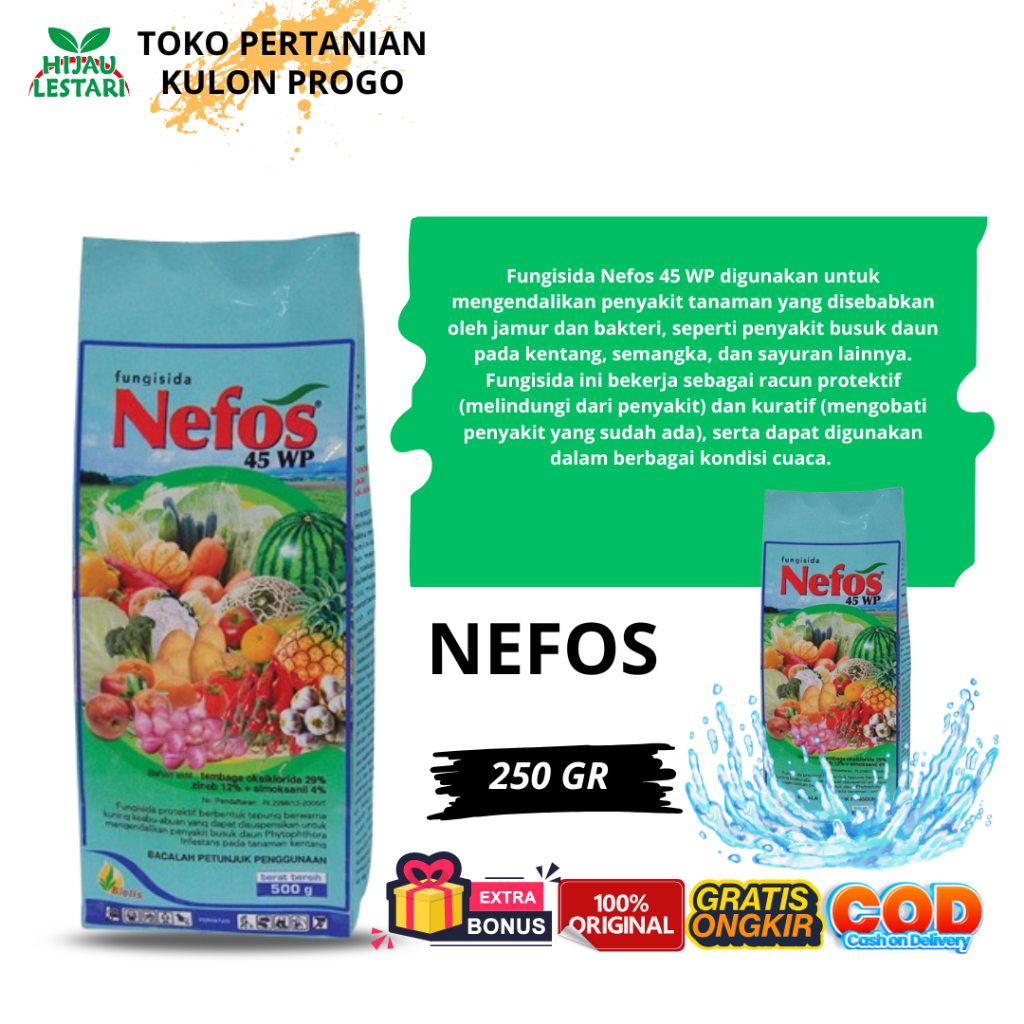 Jual FUNGISIDA NEFOS 45 WP 500gr Bakterisida Sistemik 3 Bahan Aktif ...