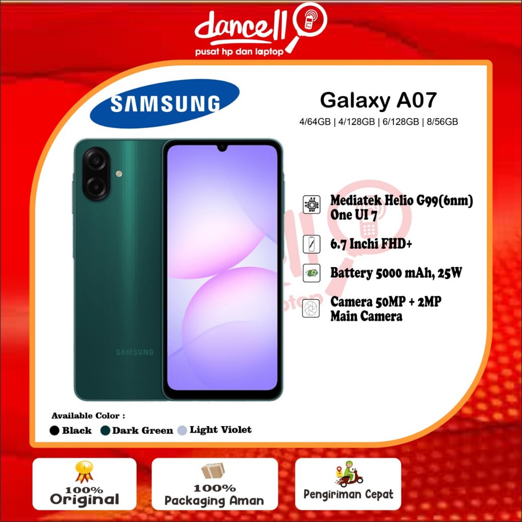 Jual Samsung a07 4/64GB 4/128GB 6/128GB 8/256GB | Battery 5000 mAh ...