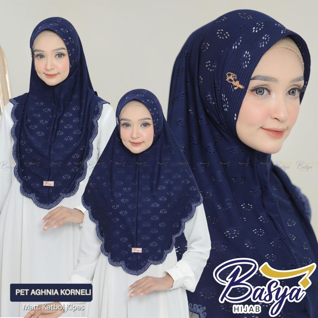 [BASYA] PET AGHNIA KORNELI•hijab instan pet katbol•jersey katbol•jilbab bolong•kerudung bergo instan•hijab daily•jilbab instan•laser cut bordir•