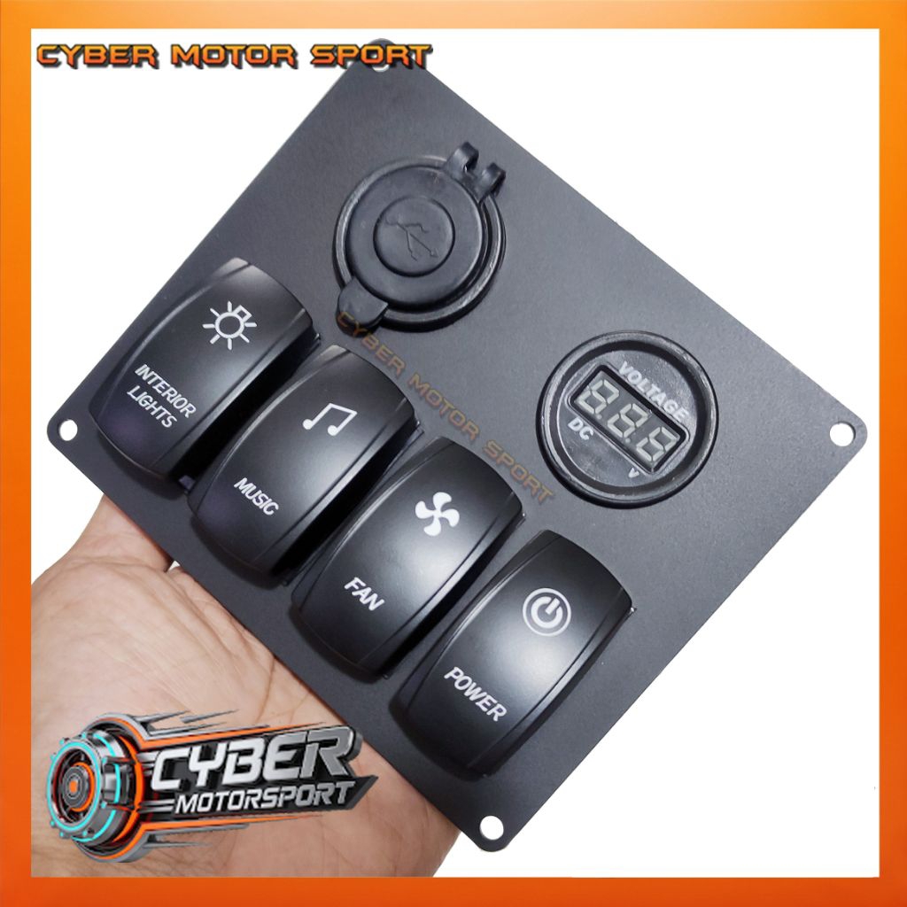 Jual dashboard panel mobil instrument 4 saklar volt meter dc socket 12 ...