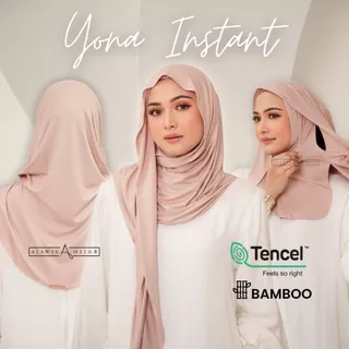 Alawiyahijab - Yona Instant TENCEL™ & Bamboo Pashmina Oval Antibacterial (Instant Pashmina Curve Leher) Breathable Tencel Modal Airy Rayon Airflow Alawiyahijab