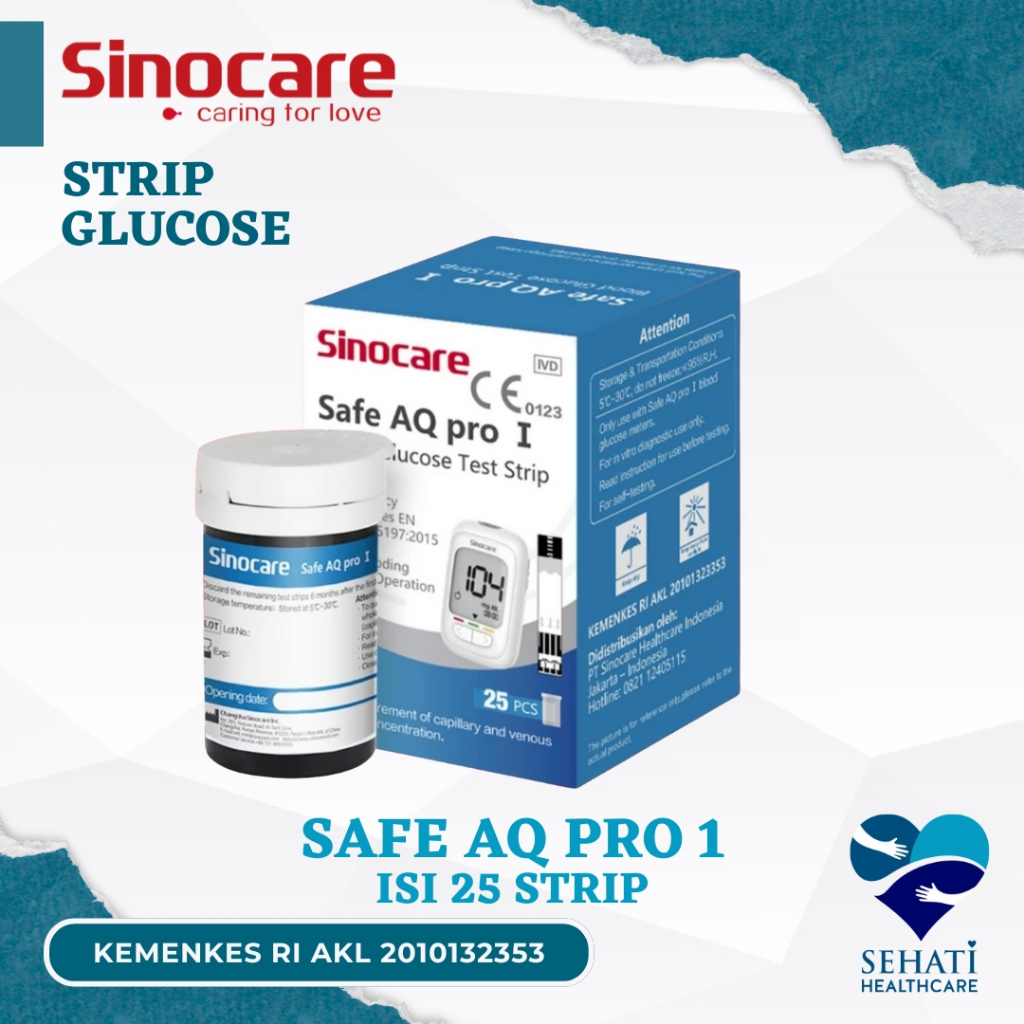Jual Sinocare Strip Glucose Safe AQ Pro I isi 25 Alat Test Tes Uji Cek ...