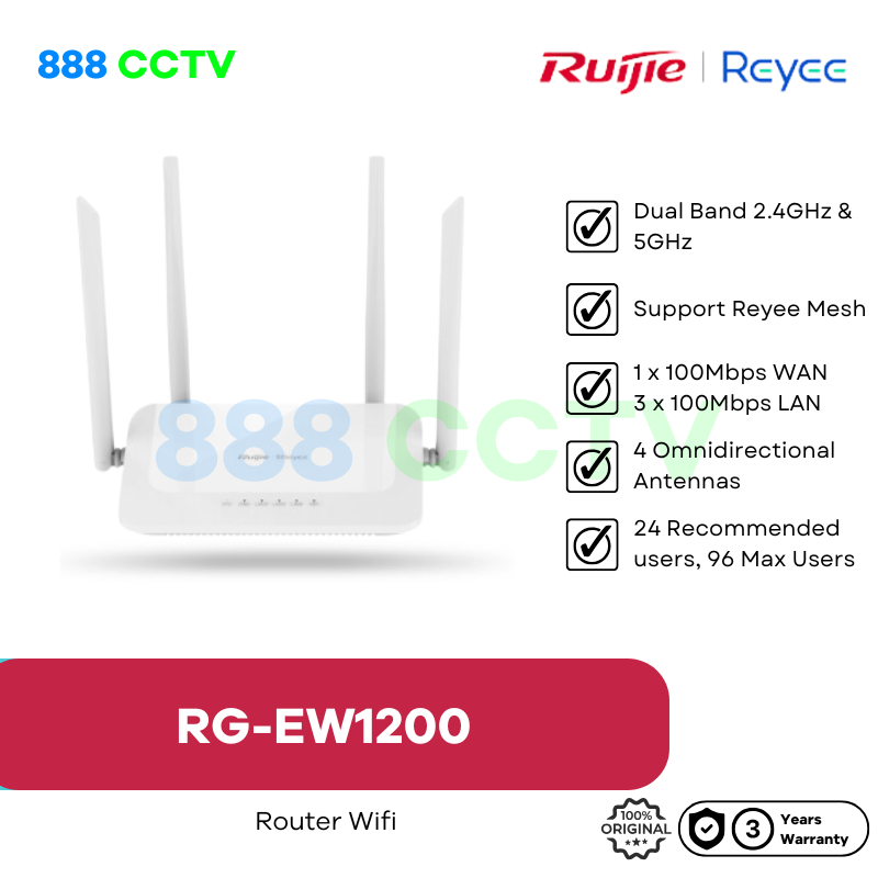 Jual Ruijie Reyee RG-EW1200 Wi-Fi 5 Dual Band Wireless Mesh Router ...