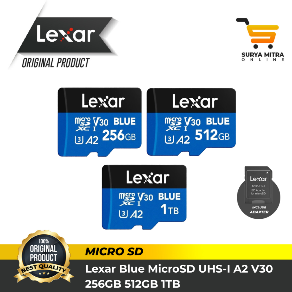 Jual Lexar MicroSD Card BLUE 256GB 512GB 1TB Memory Card Class 10 C10 ...