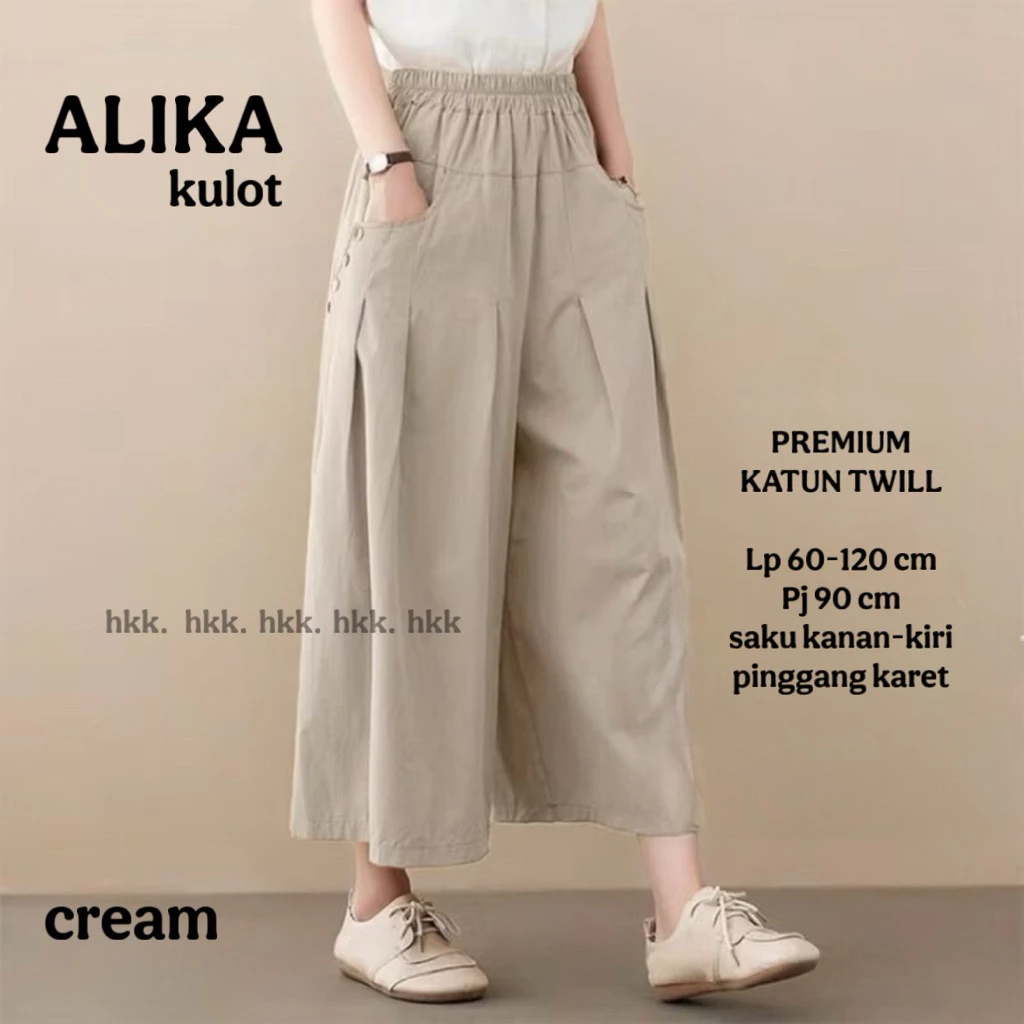 alika kulot celana wanita kekinian longgar katun twill fyp viral bestseller ootd outfit kekinian trend - foto 1