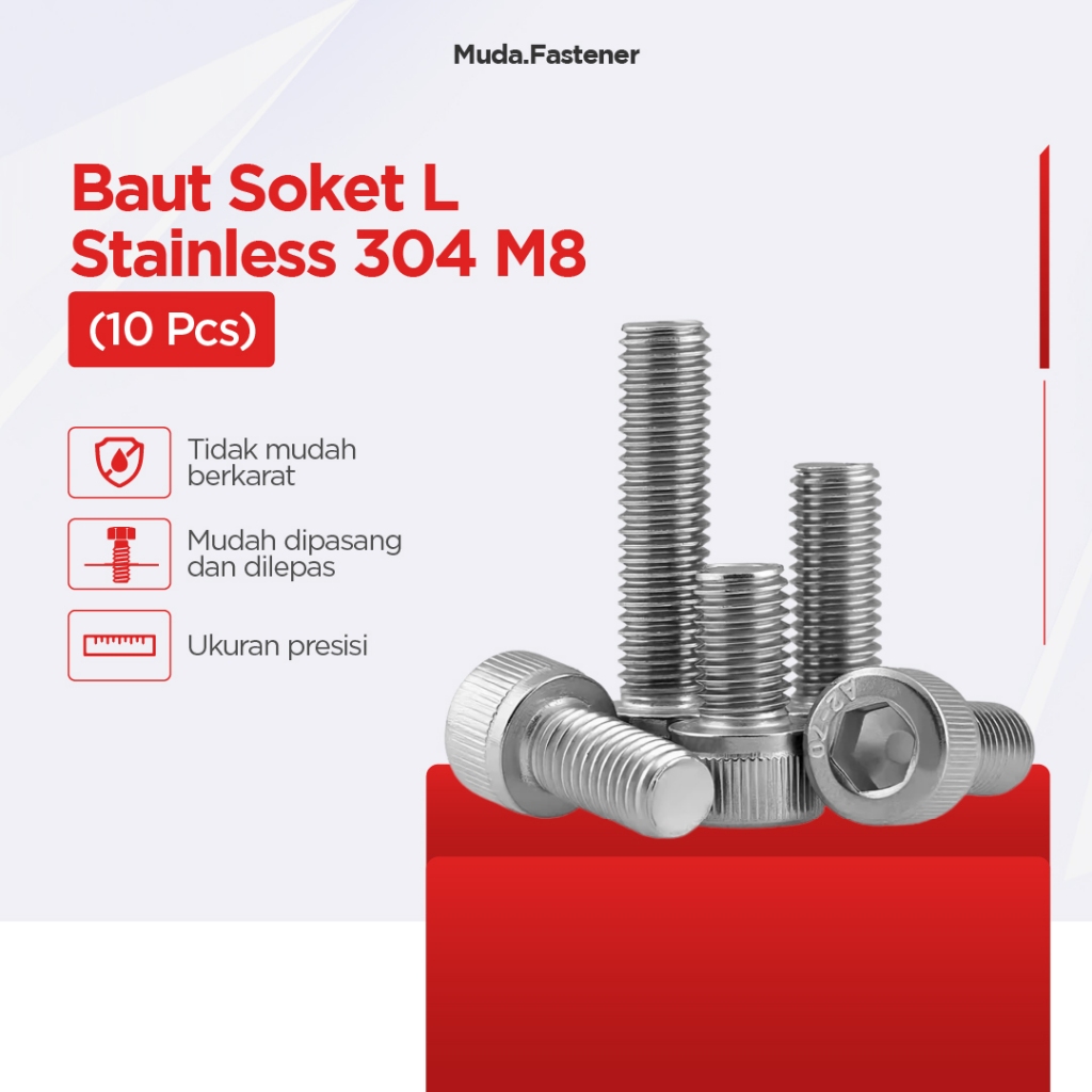 Jual Baut Soket L Stainless Steel 304 Paket 5 dan 10 Pcs Kunci L M8 ...