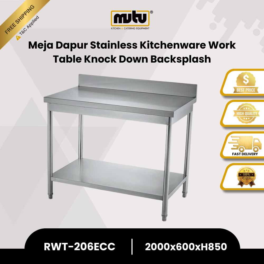 Jual MUTU Meja Kerja Dapur Stainless Working Table Backsplash Kitchen ...
