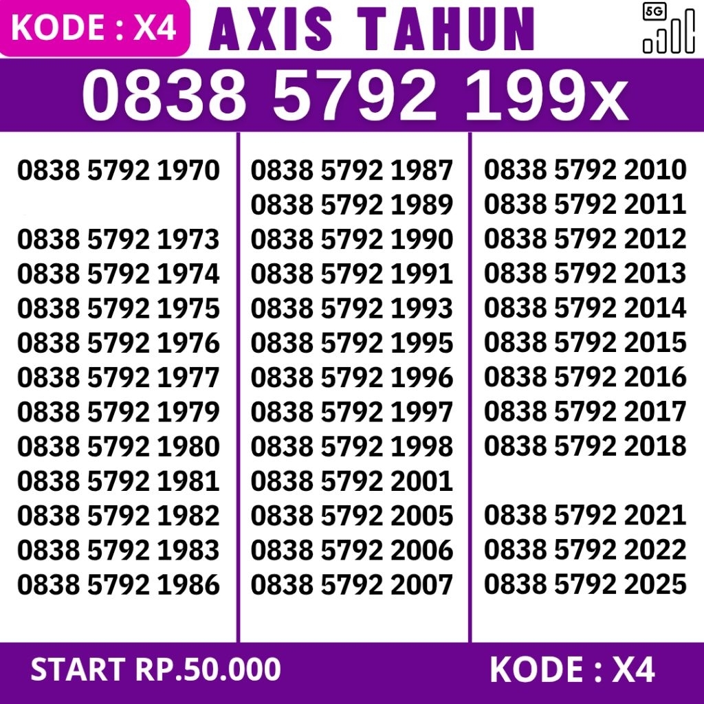Jual Nomor Cantik Axis Axiata 4G 5G Kartu Perdana Axis Nomor Cantik ...