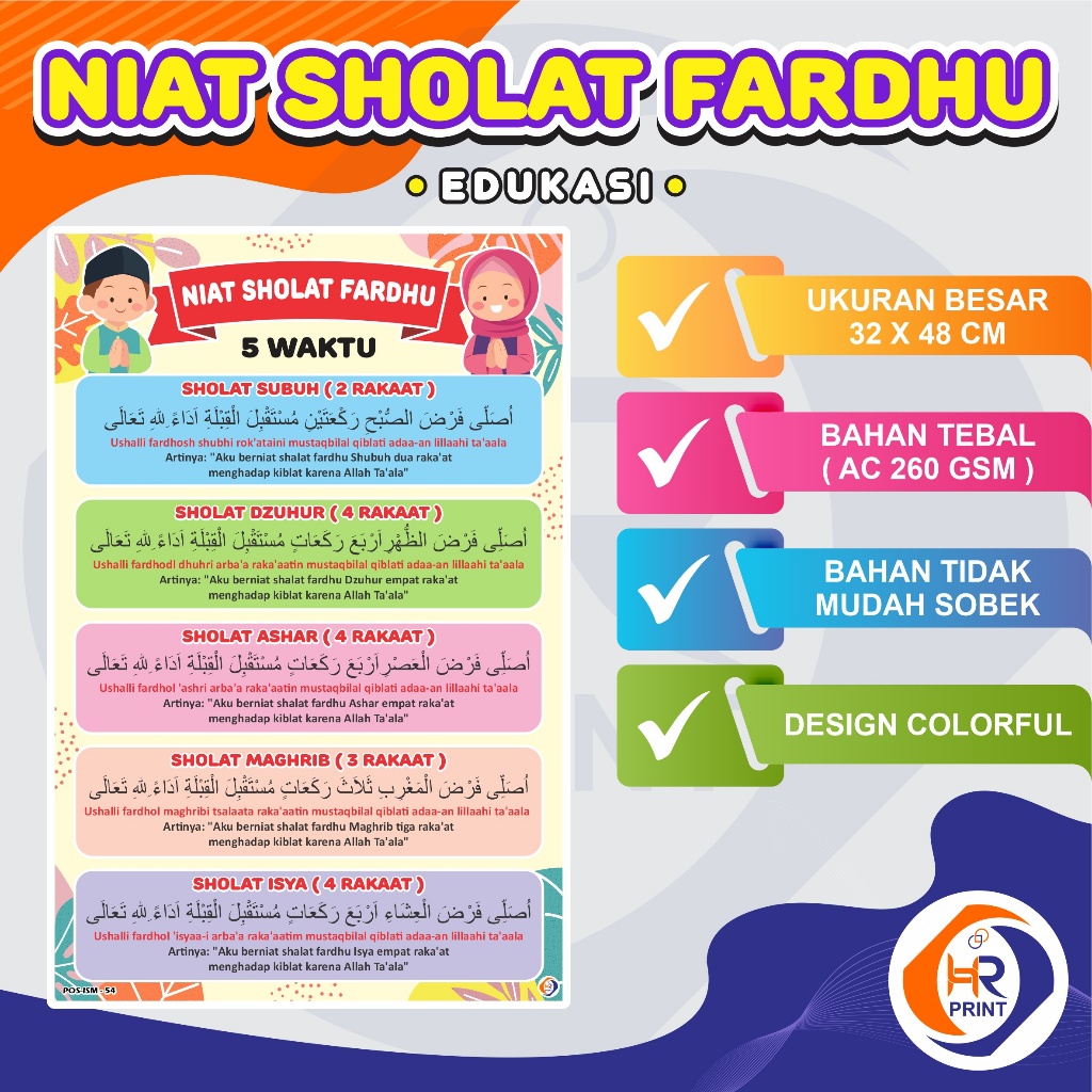 Jual Poster NIAT SHOLAT FARDHU - Poster Edukasi Islami - Poster Niat ...