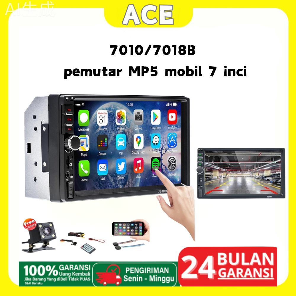 【COD】7010B/7018B Head Unit Double Din 7 Inch Bluetooth Audio Car MP3 MP5 Player In Touch Screen Radio Dan Kamera Mundur Mobil Head Unit Universal
