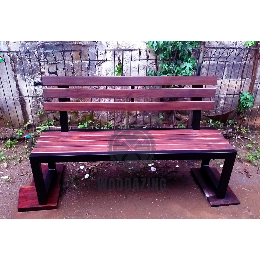 Jual Long Bench Bangku Panjang Dengan Sandaran Bahan Besi Dan Kayu ...