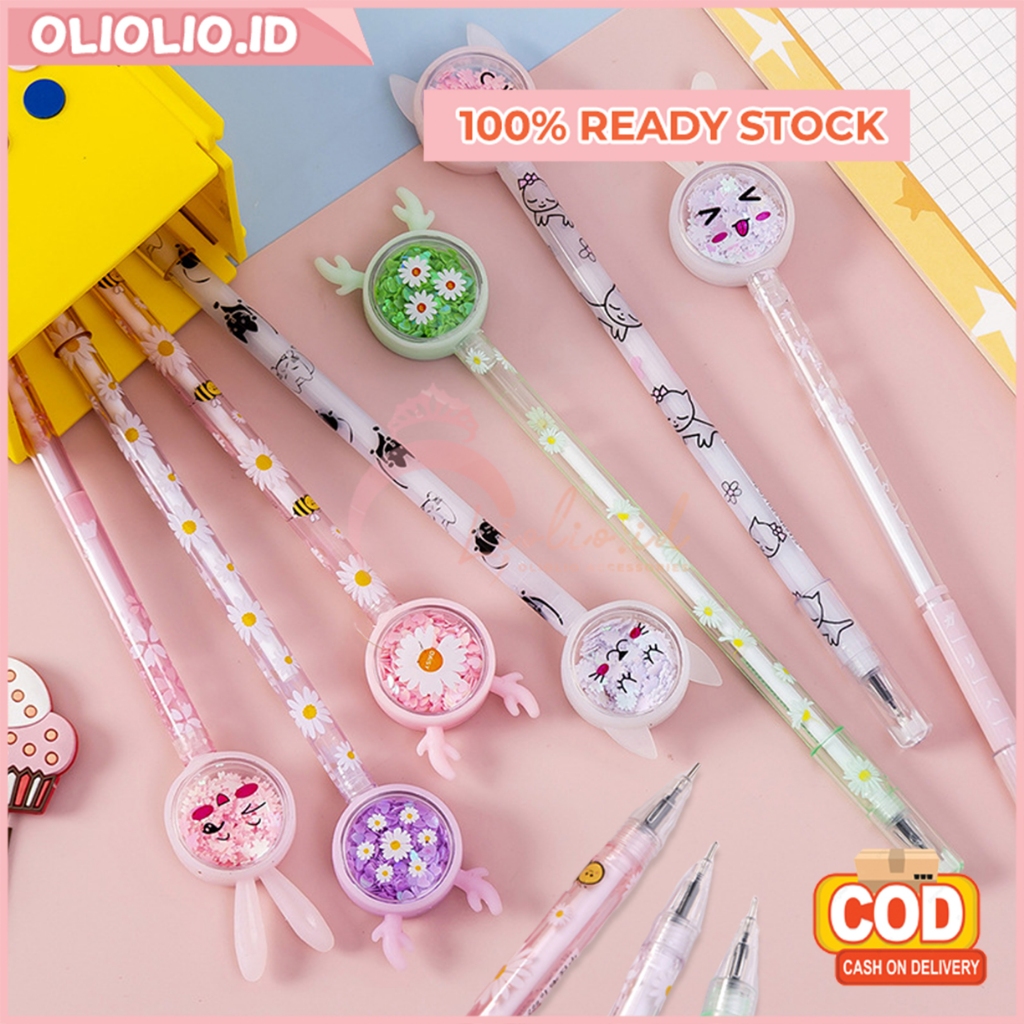 Jual Pulpen Gel Lucu Pena Motif Daisy Telinga Kelinci Kucing Rusa 3D ...