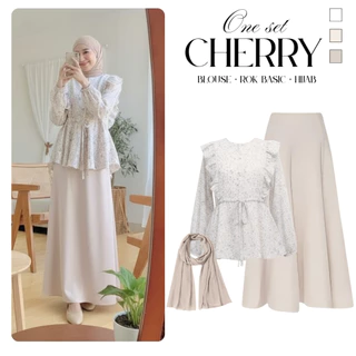 Setelan Wanita Kekinian Blouse Ruffle Rok Pasmina