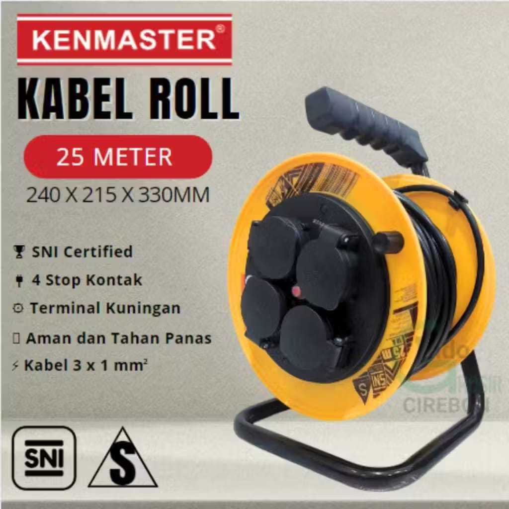 Jual KABEL ROLL KENMASTER 15 Meter 4 LUBANG SNI/ KABEL GULUNGAN 15 M ...