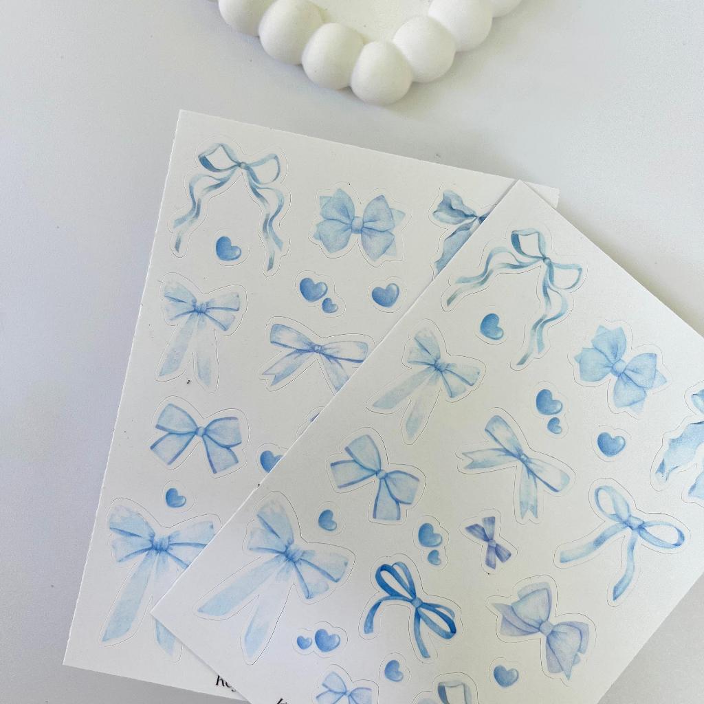 Jual stiker coquette biru/ stiker pita warna biru/ sticker coquette ...