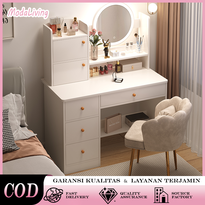 Jual Meja Rias Nordic Minimalis + Organizer Built-in & LED | Dressing ...