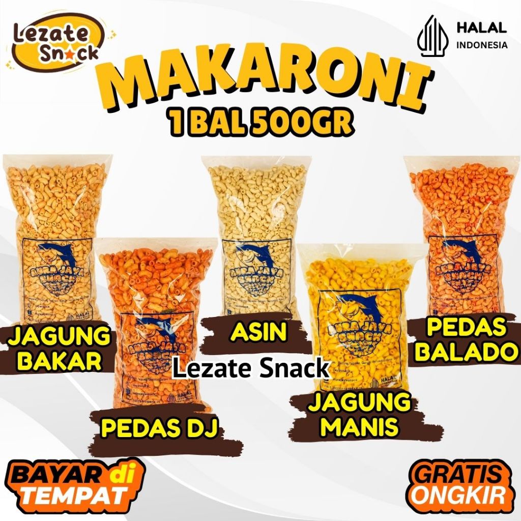 Jual 1/2 BAL Makaroni Bantet Murah 500gr - 5 Pilihan Varian Rasa Pedas ...