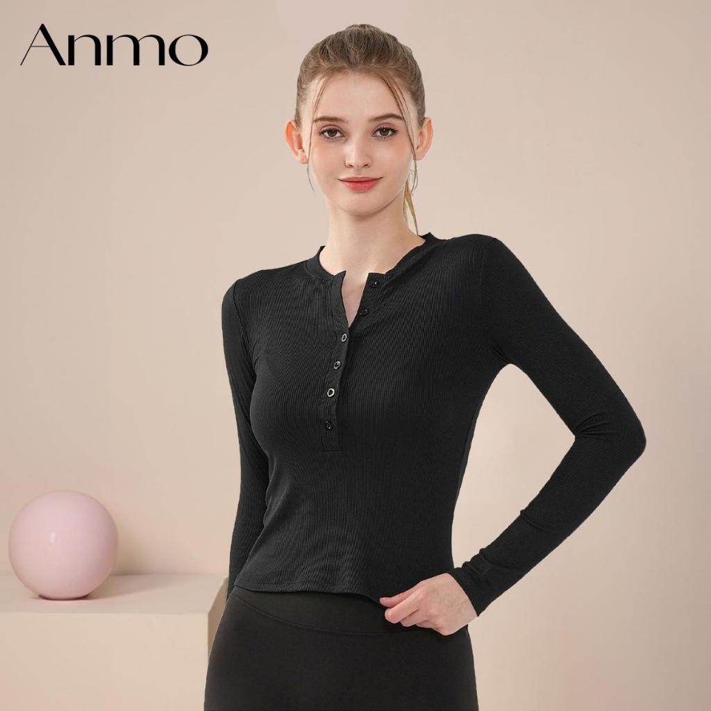 Jual Anmo-Atasan Wanita Lengan Panjang Bergaris Tekstur untuk Olahraga ...