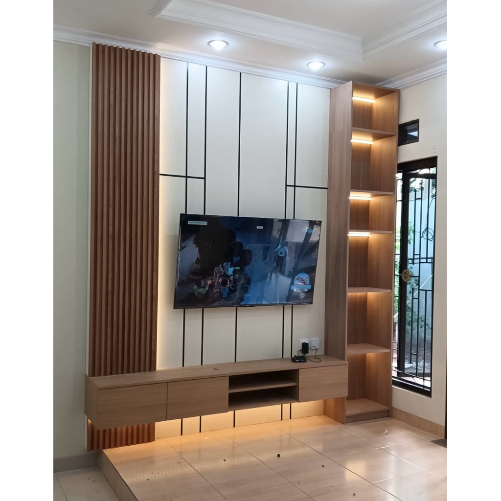 Jual Backdrop TV Minimalis Rak TV Minimalis Kabinet Partisi Rak TV ...