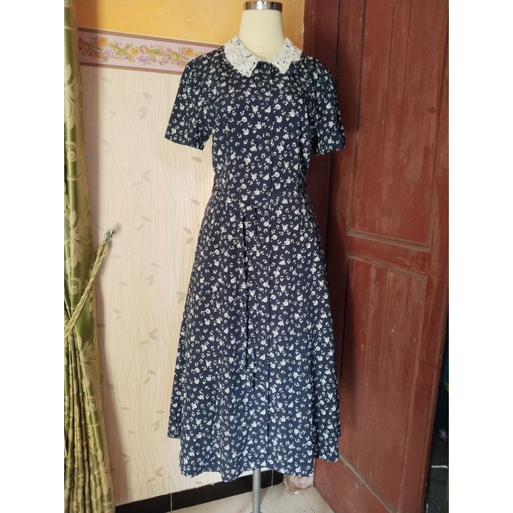 Jual dres navy kancing | Shopee Indonesia