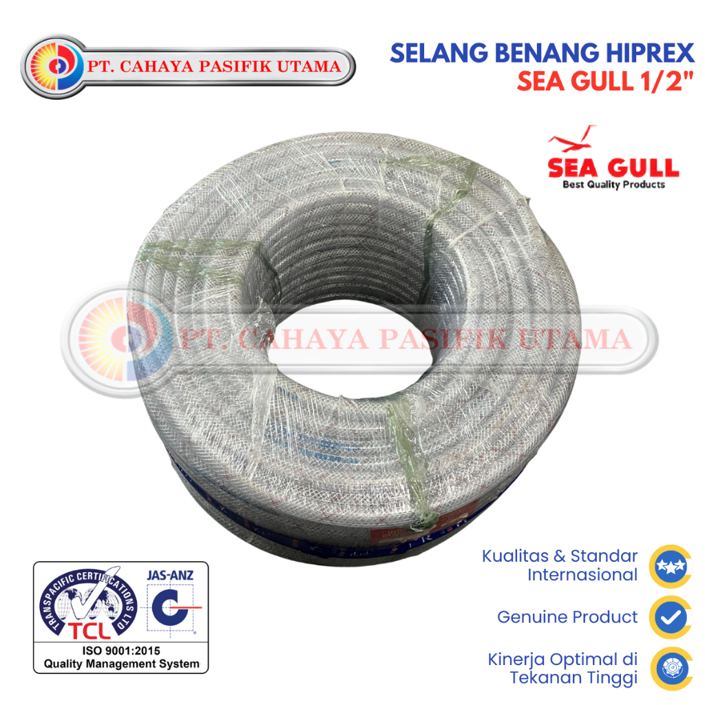 Jual Selang Air Hiprex Sea Gull 1/2 Inch – PVC Braided Roll 100 Meter ...