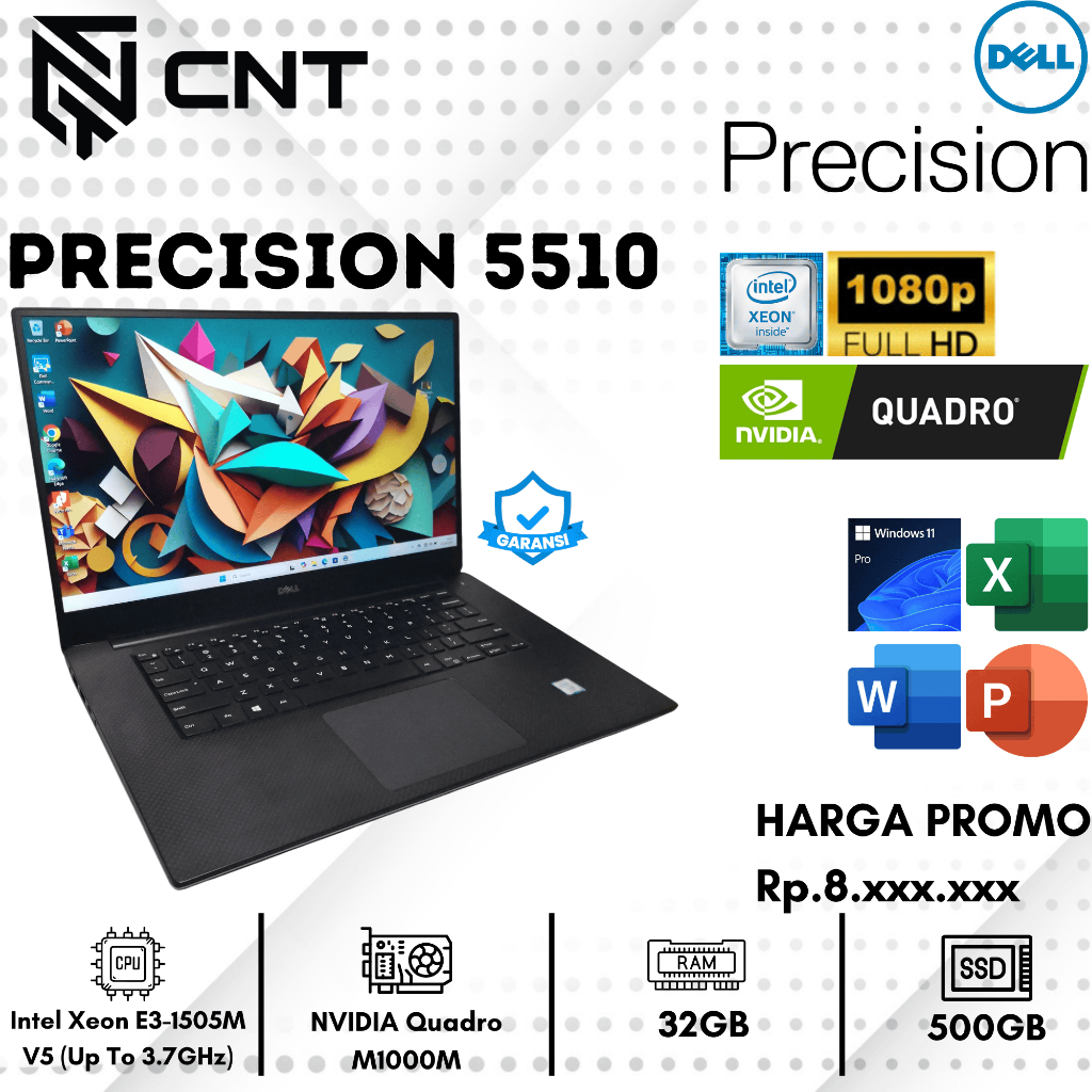 Dell Precision 5510 – Xeon E3 1505M V5 – 32 Go RAM – 1 To SSD – Écran Tactile – Garantie