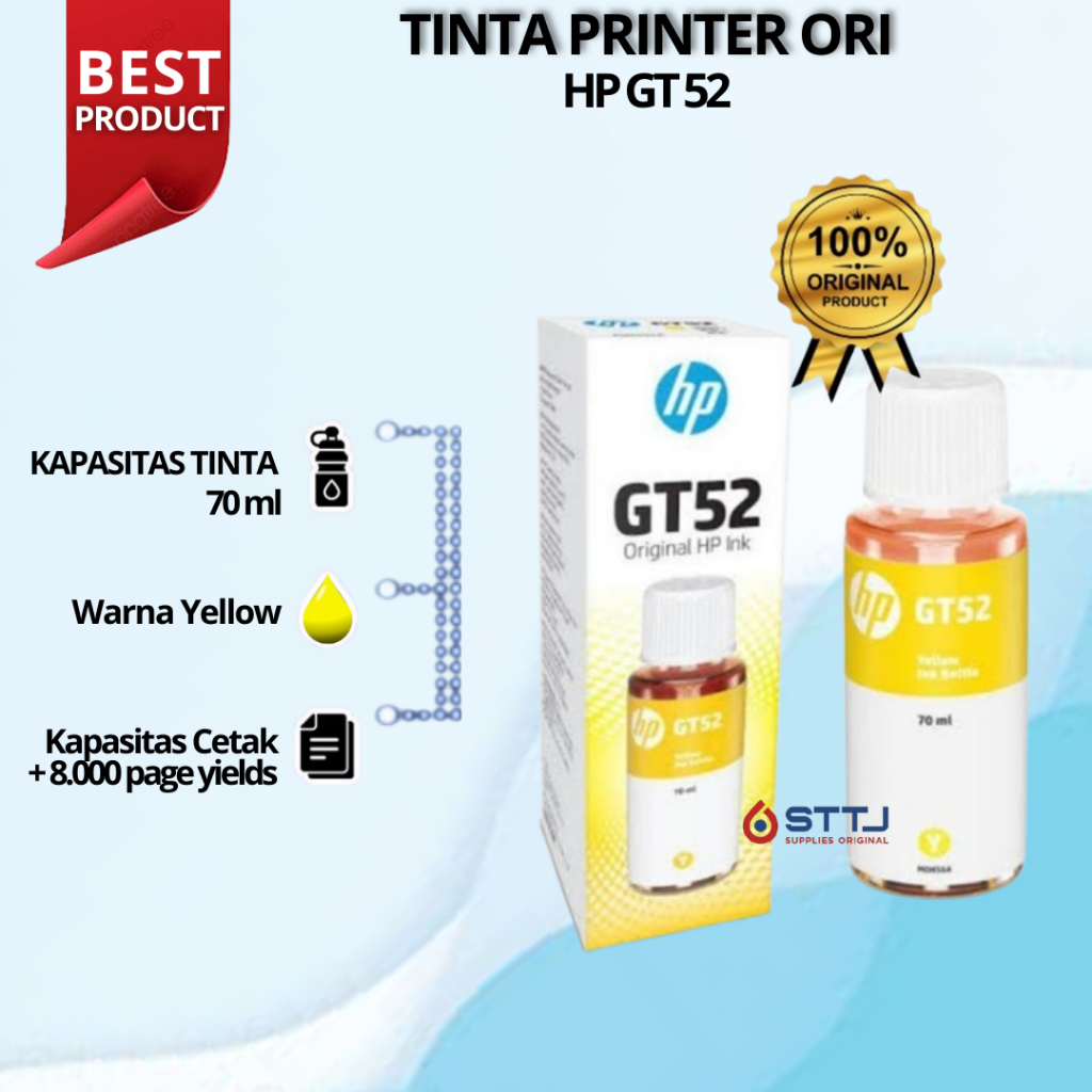 Jual Tinta Printer HP Original GT52 Yellow 70ml | Shopee Indonesia