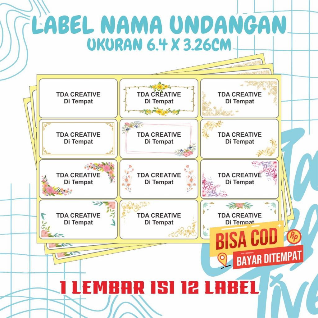 Jual Cetak Stiker Label Nama Undangan 103 Motif Custom Design | Shopee ...