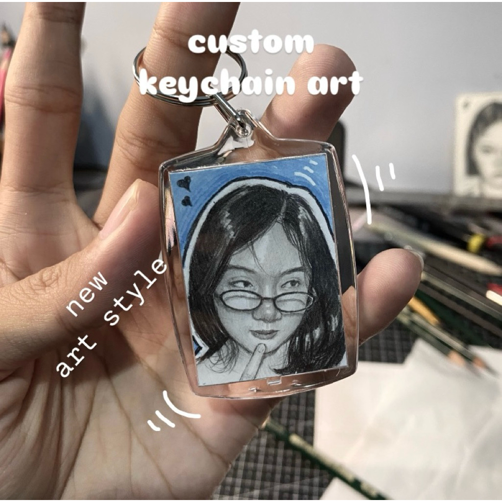 Jual Keychain Sketsa Custom | Gambar Wajah Handmade | Shopee Indonesia