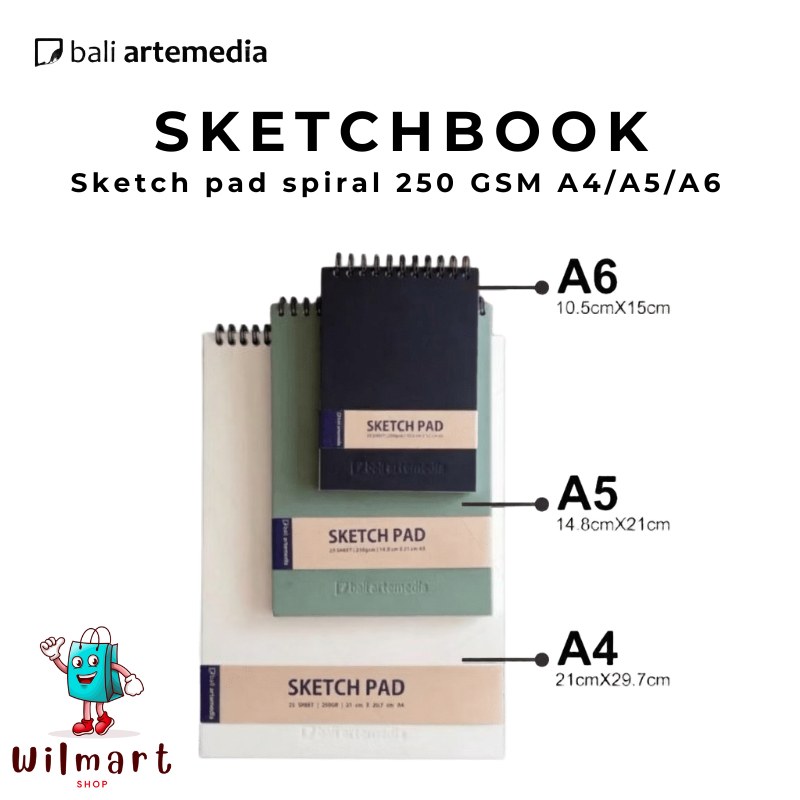 Jual Sketch Pad Sketchbook Bali Artemedia 250gsm A6 / A5 / A4 buku