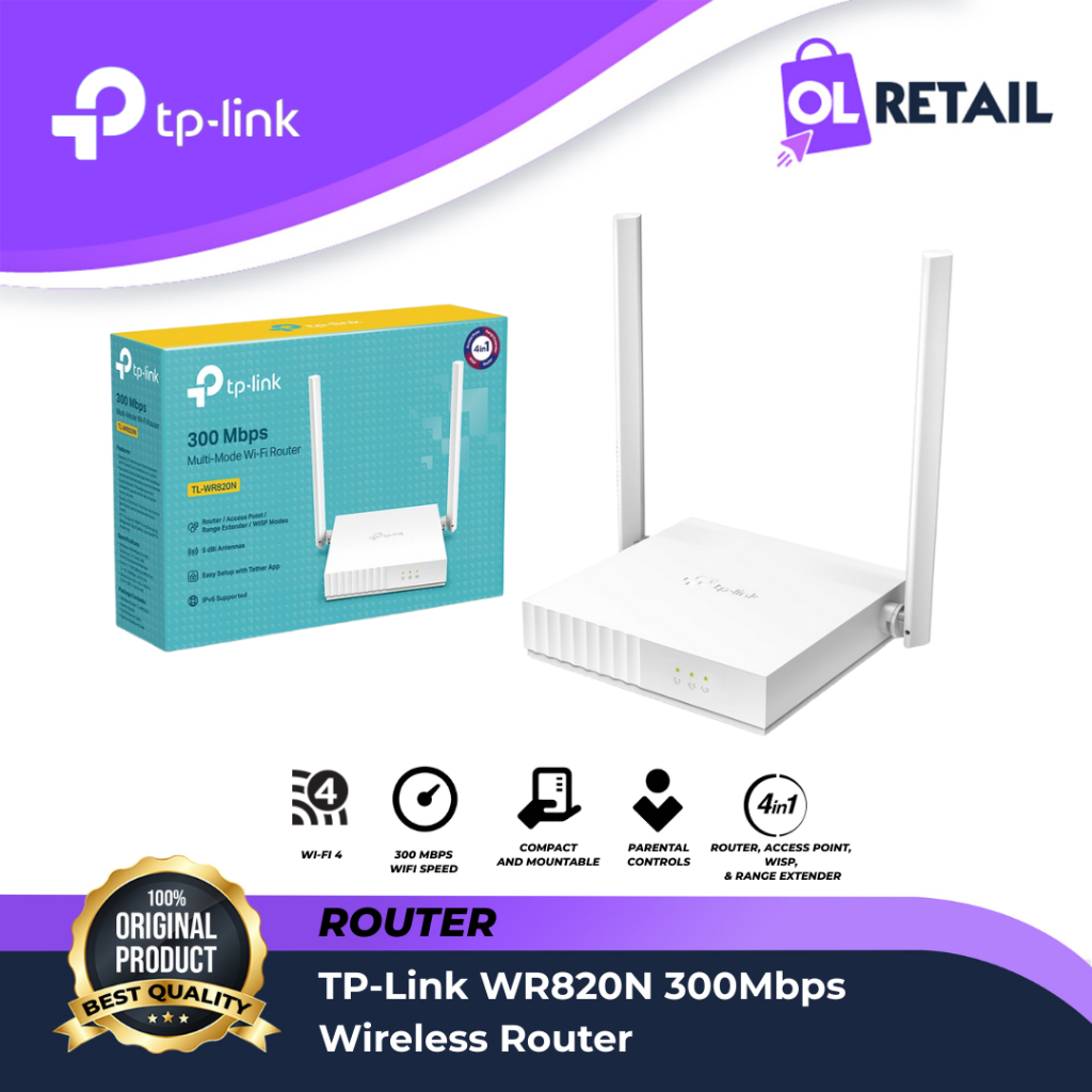 Jual TPLINK WR820N WIRELESS ROUTER TP-LINK TL-WR820N MULTIMODE 300Mbps ...