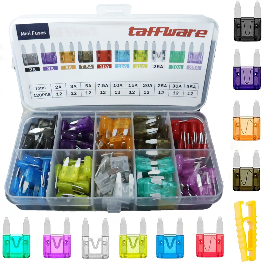 Jual Taffware Set Sekring Mobil Tancap Fuse Blade Mini with Box 120 PCS ...