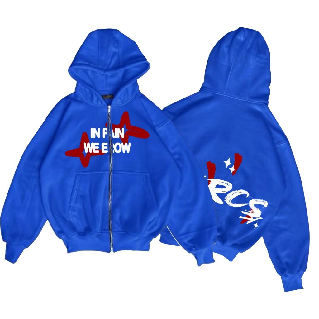 Jual Sweater Hoodie Zipper Boxy Blue In Pain We Erow Fashion Premium ...
