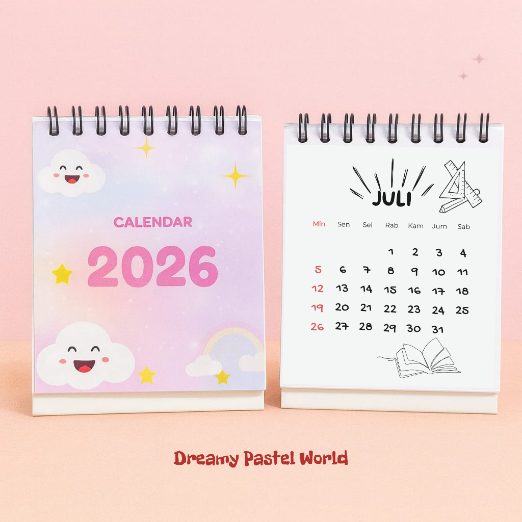 Jual Custom Cover Kalender Meja 2026 Mini Spiral Cute Aesthetic Tanggal ...