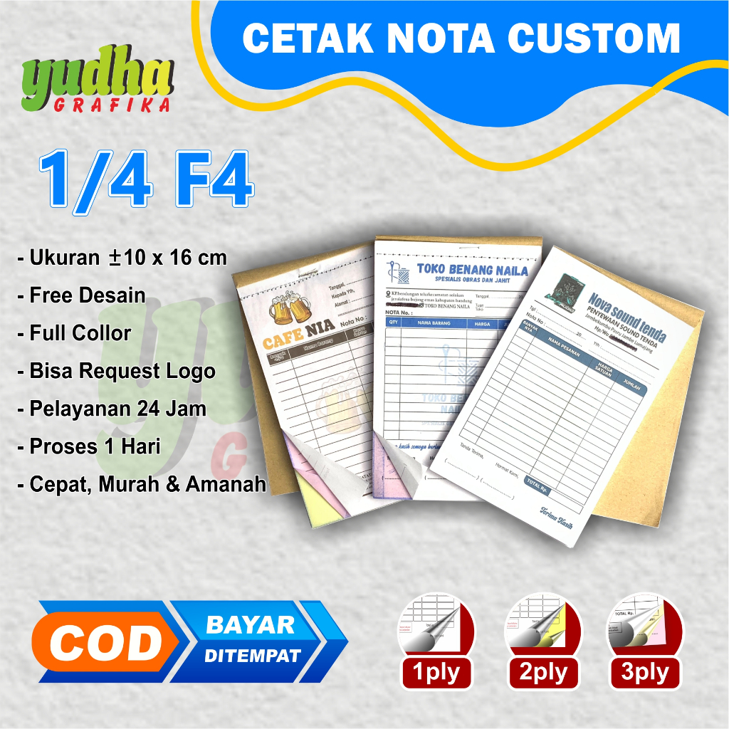 Jual HARGA PROMO NOTA CUSTOM 1/4 Bisa Satuan GRATIS DESAIN untuk Nota ...