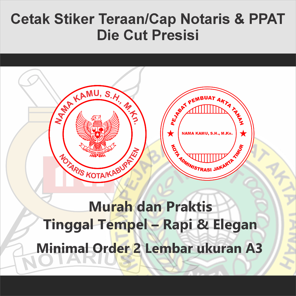 Jual Cetak Stiker Teraan/Cap Notaris & PPAT – Die Cut Presisi | Shopee ...