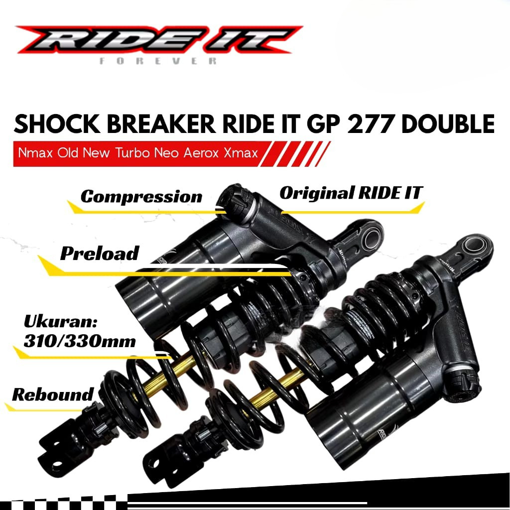 Jual Shock Breaker Original Ride It GP 277 310mm 330mm Double Click ...
